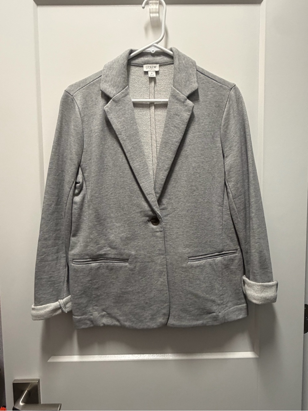 J. Crew Factory Lt. Gray Knit Sweatshirt Blazer Women’s SZ 4 100% Cotton